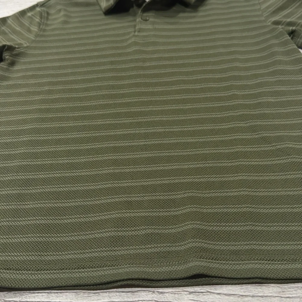 Old Navy Active Boys Olive Green Striped Polo Shirt